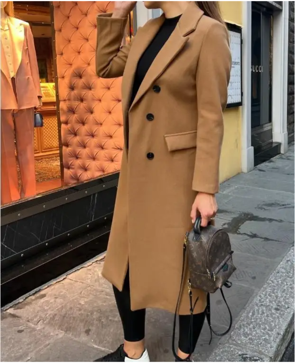 Dames Trenchcoat Lang Elegante Kwaliteit Herfst Winter