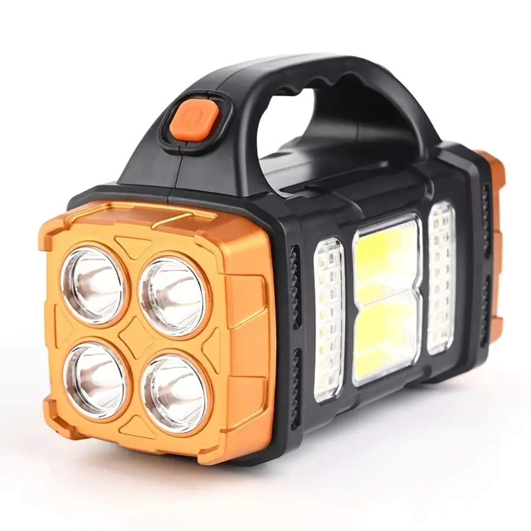 Nood Zaklamp 4-in-1 Zonne-energie Powerbank USB Oplaadbaar IP44 Waterdicht LED Geel Wit Camping Noodkit Emergency Draagbaar Compact