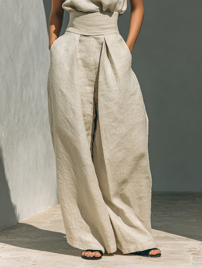 Dames Set Mouwloze en Wijde Broek Zachte Ademend Materiaal