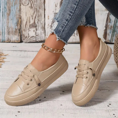 Dames Instappers Comfortabel Leer Bruin Casual Stijl