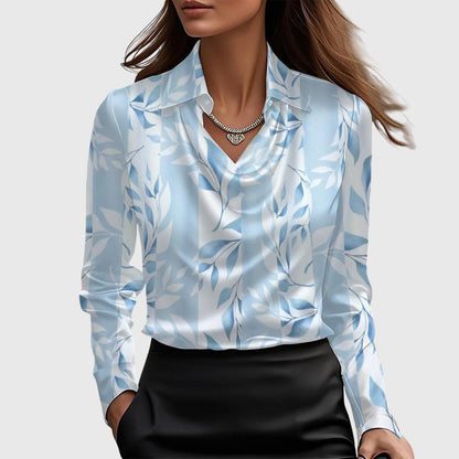 Dames Blouse Lange Mouwen Met Draperie Elegant Design