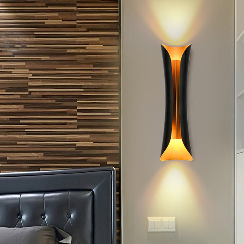 Moderne Wandlamp Zwart Metaal 2 Lichtpunten Gebogen Ontwerp 33cm 53cm 76cm