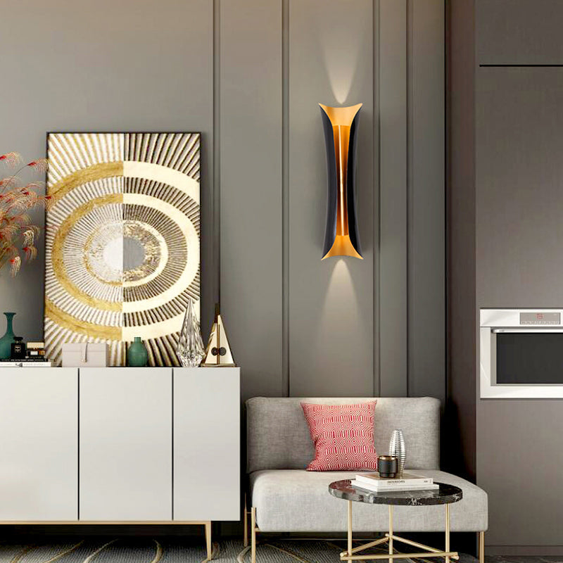Moderne Wandlamp Zwart Metaal 2 Lichtpunten Gebogen Ontwerp 33cm 53cm 76cm