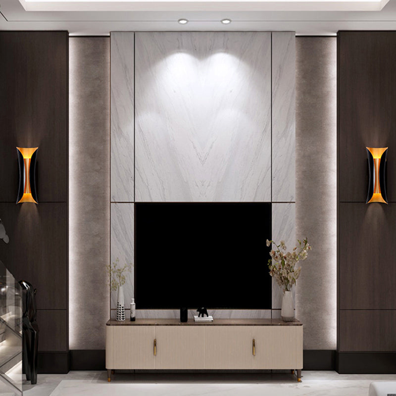 Moderne Wandlamp Zwart Metaal 2 Lichtpunten Gebogen Ontwerp 33cm 53cm 76cm