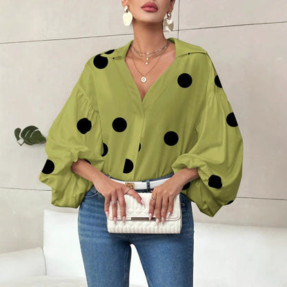 Dames Blouse Grote Polka Dot met Wijd Mouwen