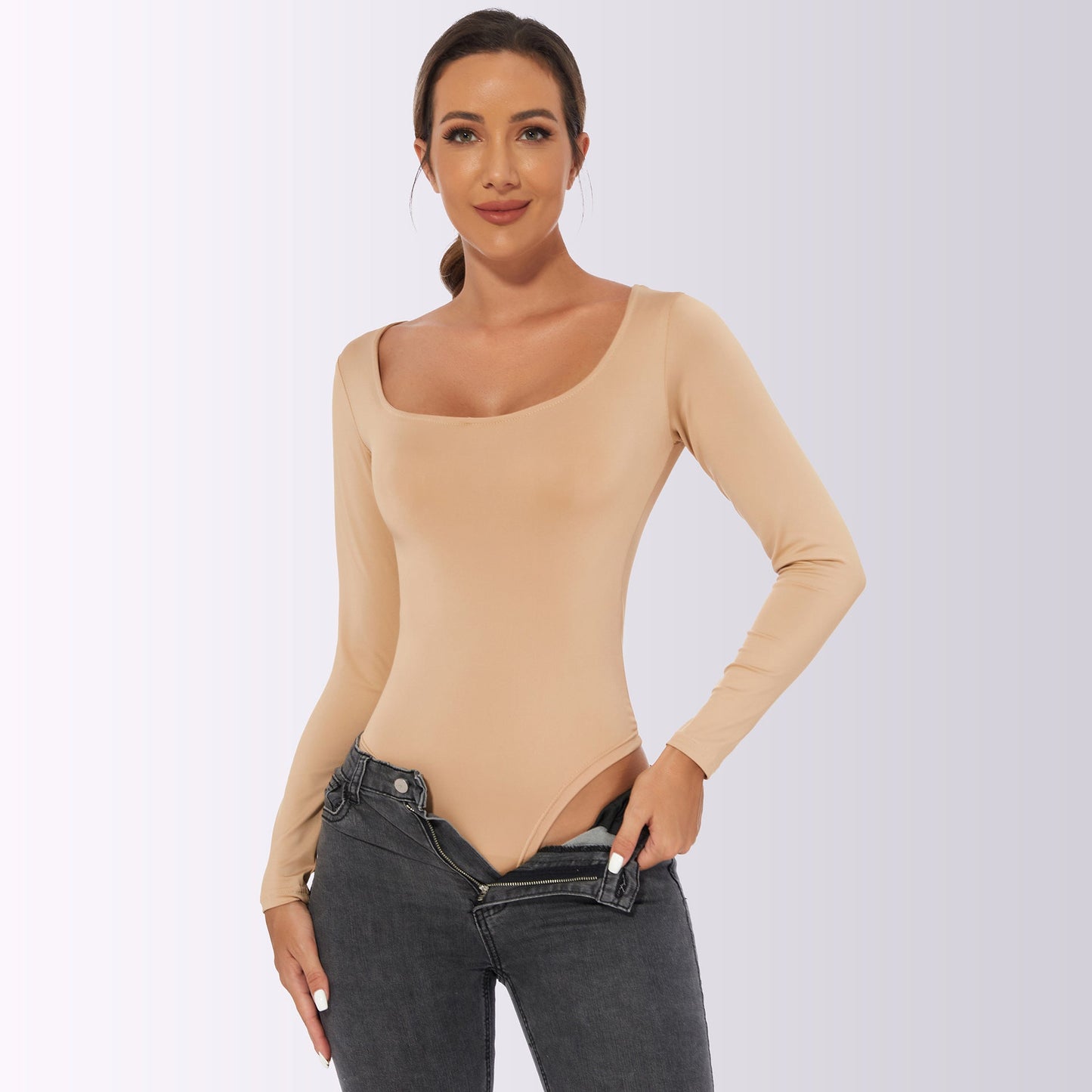 Dames Bodysuit Lange Mouwen Slank Makend Comfortabel