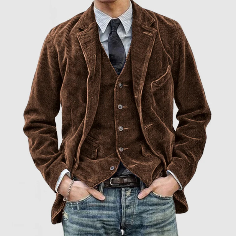 Heren Blazer Slim Fit Donkere Kleur Met Knoopsluiting