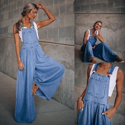 Blauwe Jumpsuit Denim Overall voor Dames - StudioMarella