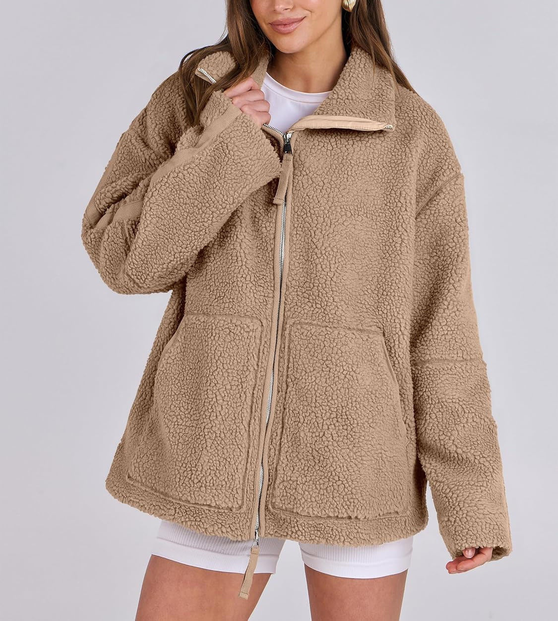 Dames Fleece Winterjas Warm en Zachte Oversized