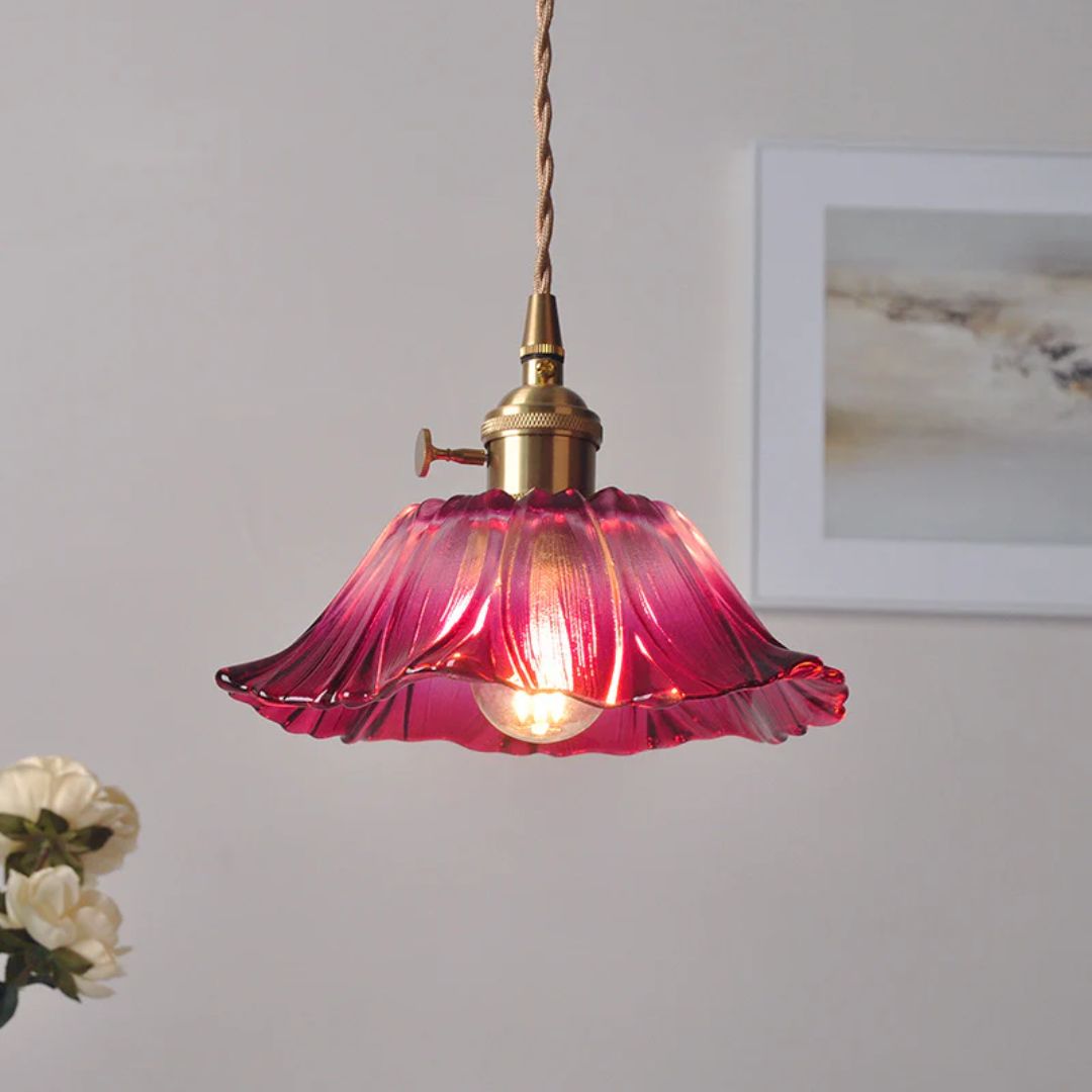 Sansoti | Cullivan Bloemvormige Hanglamp – Glazen Hanglamp met Gouden Fitting voor Woonkamer & Eetkamer