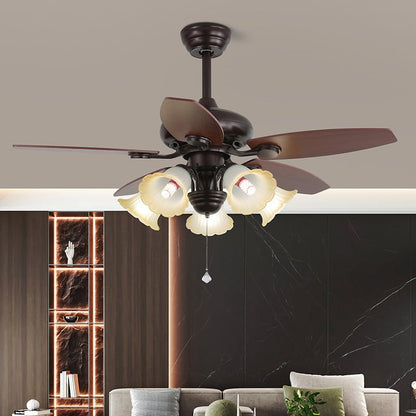 Plafondventilator met Verlichting en Afstandsbediening Klassiek Hout en Glas Ø107cm