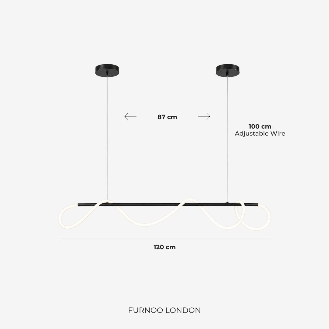 LED-design hanglamp met metalen koordstructuur zwart satijn 100 cm dimbaar warm wit modern interieur eetkamer keukeneiland