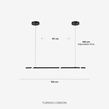 LED-design hanglamp met metalen koordstructuur zwart satijn 100 cm dimbaar warm wit modern interieur eetkamer keukeneiland