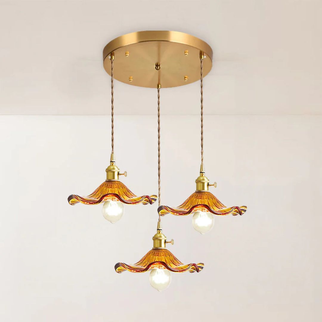 Hanglamp Glas E27 23cm Groen Messing Bloemvorm Eettafel Slaapkamer Retro Verlichting Vintage Hanglamp