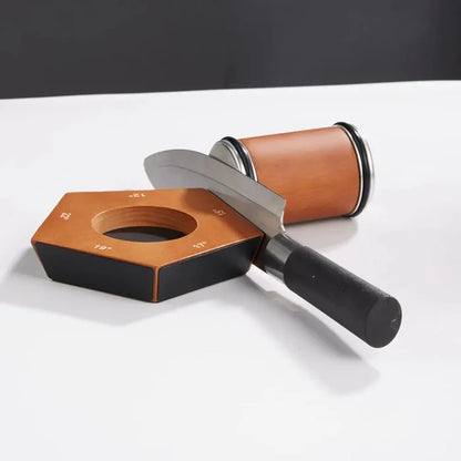 Handmatige Rollende Messenslijper met Diamantsteen Incl. Magnetische Hoekgeleider voor Keukenmessen, Damast & Japanse Messen