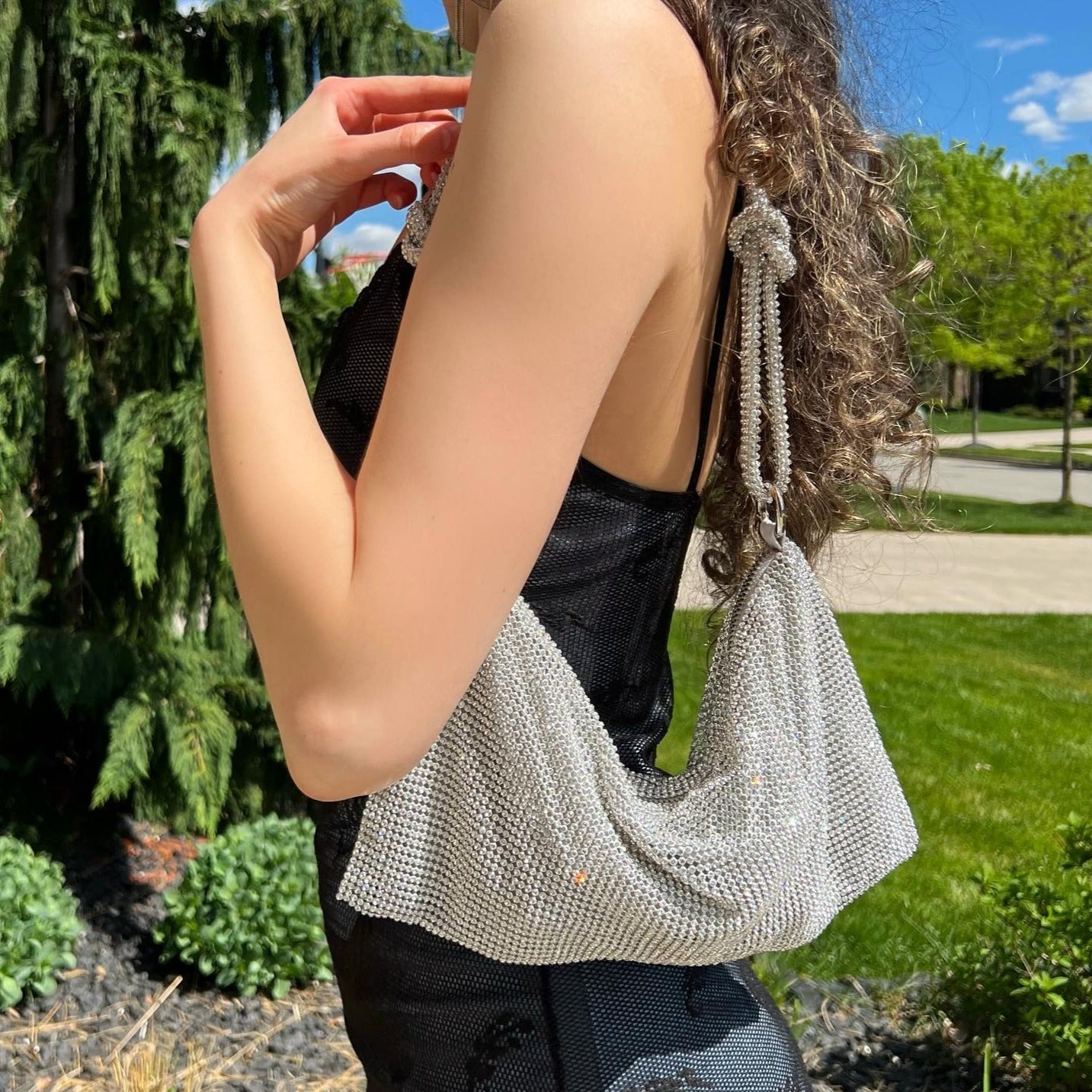 Luxe Schouder tas met Ketting Sluiting Glanzend Leer