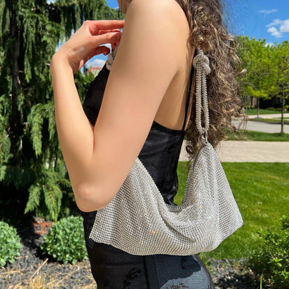 Luxe Schouder tas met Ketting Sluiting Glanzend Leer