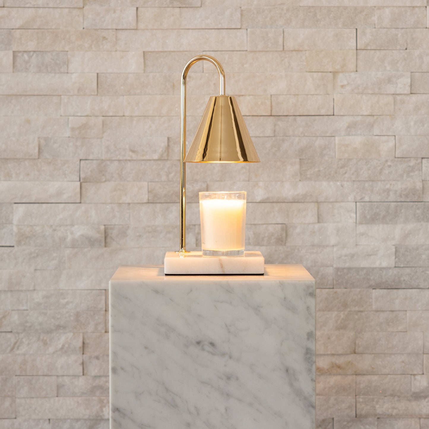 Luxe Kaarsverwarmer Lamp Met Tijdloze Marmeren Afwerking En Vlamloze Warmte