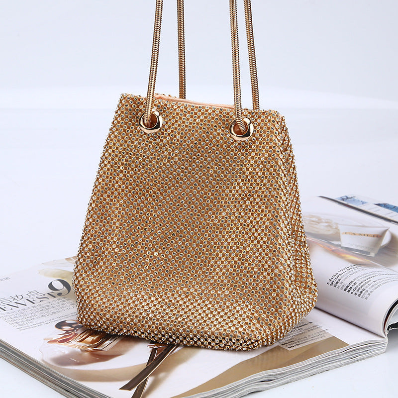 Dames Avondtas Goudkleurig met Glitter en Kristallen - StudioMarella