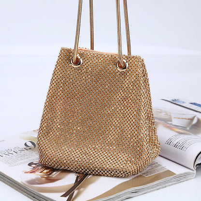 Dames Avondtas Goudkleurig met Glitter en Kristallen - StudioMarella