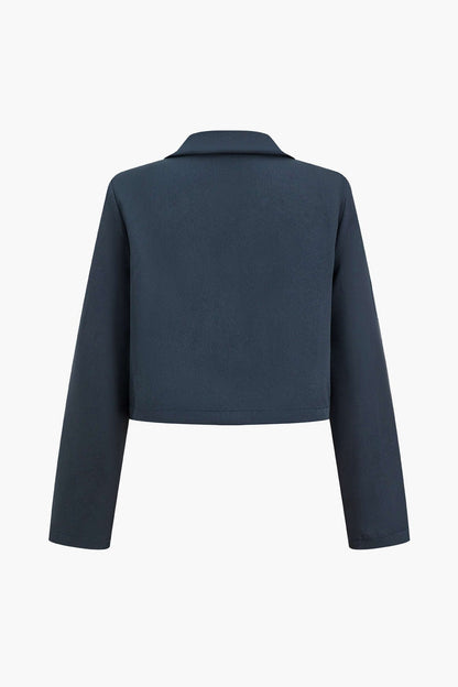 Dames Blazer Set Wijd met Broek Modern Zwart Costume