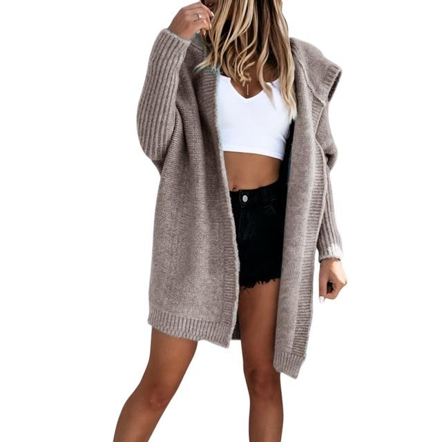 Dames Vest Capuchon Zacht Warm Gebreid