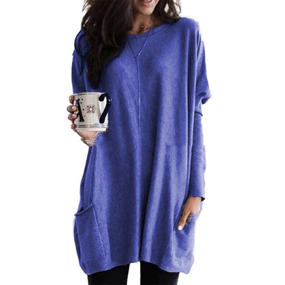 Dames Top met Lange Mouwen en Zakken Basis Collectie → Dames Top Lange Mouwen Zakken Comfortabel Basis
