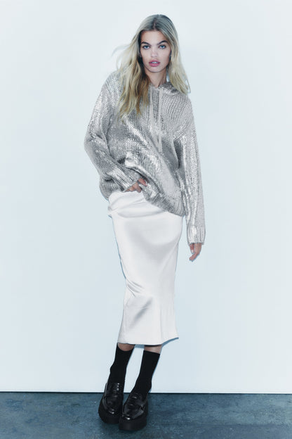 Glanzende Hoodie Metallic Look Zacht en Comfortabel