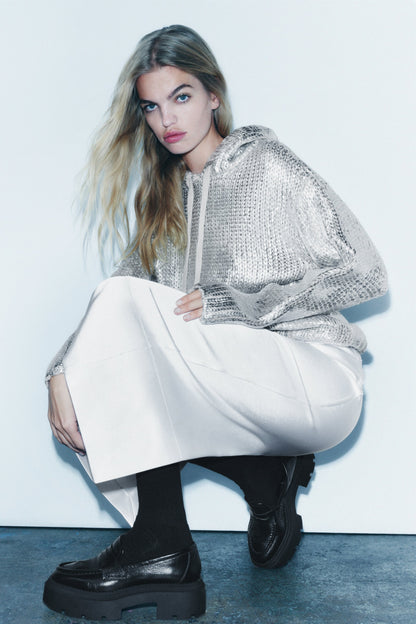 Glanzende Hoodie Metallic Look Zacht en Comfortabel