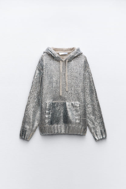 Glanzende Hoodie Metallic Look Zacht en Comfortabel