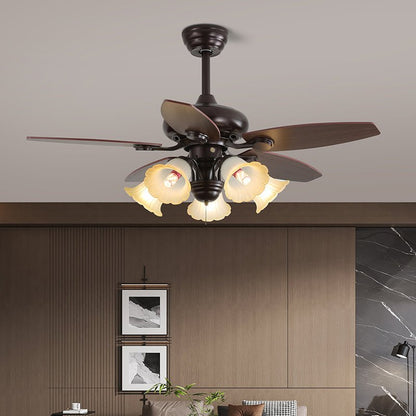 Plafondventilator met Verlichting en Afstandsbediening Klassiek Hout en Glas Ø107cm