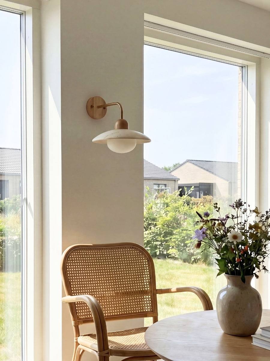 Travertijn Wandlamp Minimalistische Schijf Design Natuursteen Verlichting voor Woonkamer Slaapkamer Gang Moderne Interieur Wandverlichting met Warm Licht