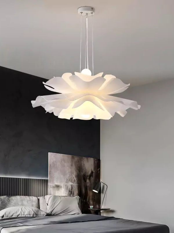 Handgemaakte Acryl Hanglamp Lotus Bloem Wit Scandinavisch Design