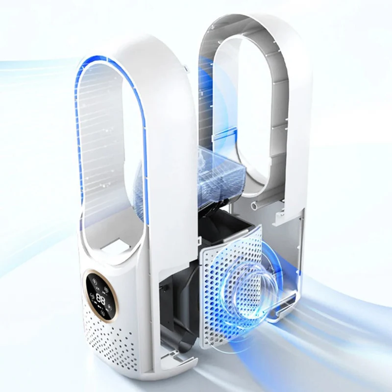 Draagbare Bladeloze Luchtbevochtiger met Stille Werking voor Thuis en Kantoor – Compact USB Koelventilator met 6 Snelheden en Timer – Energiezuinige Persoonlijke Airco voor Werkplek en Slaapkamer