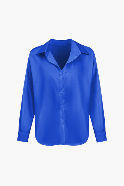 Vrouwelijke Blouse van Satijn Lang Mouw Elegant Model