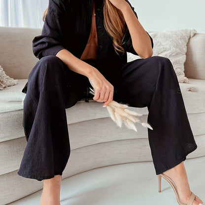 Tweedelige Set Knoopsluiting Broek en Jasje