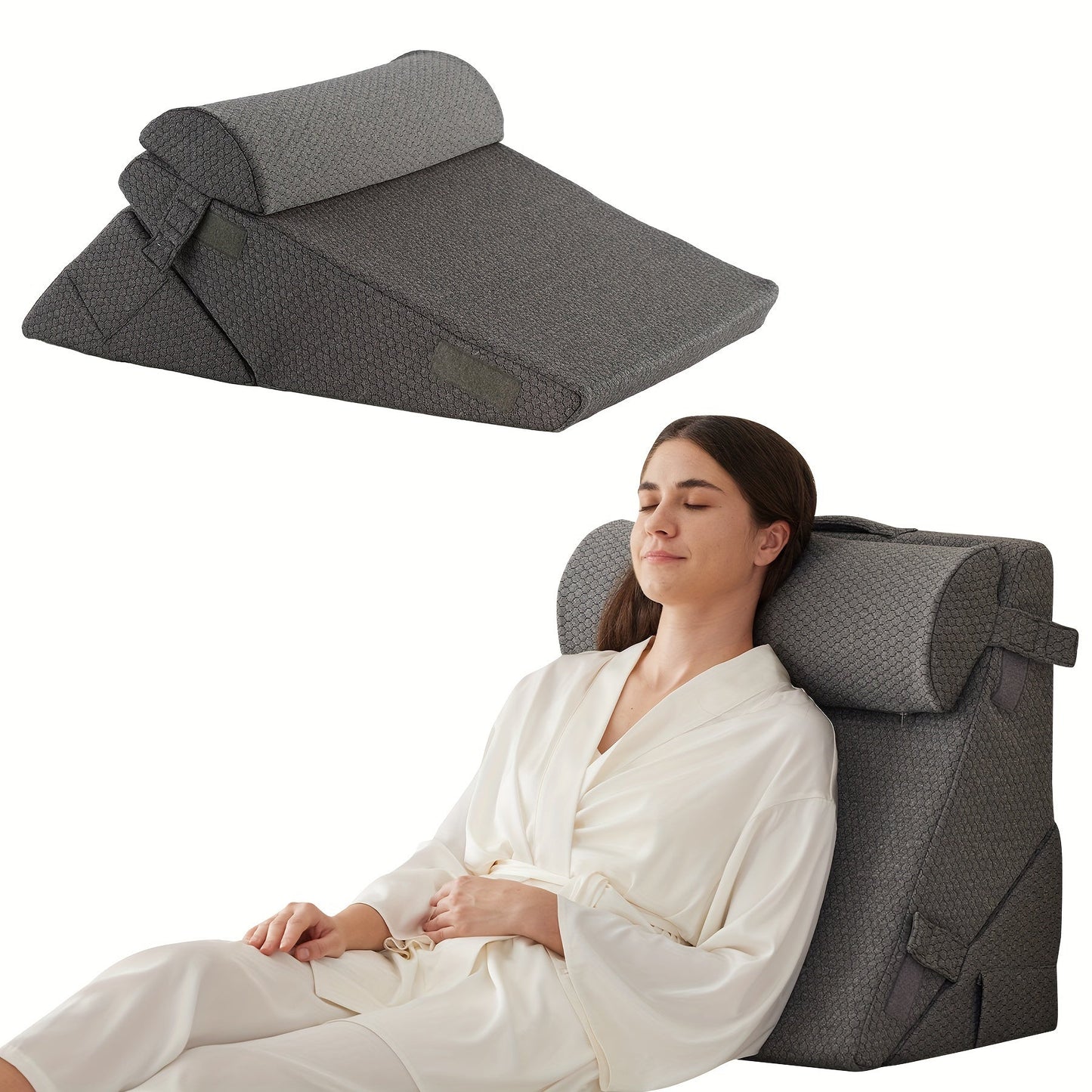 Verstelbaar Wigkussen voor Bed – Premium Memory Foam Ondersteuning Rug Benen Knieën Herstel