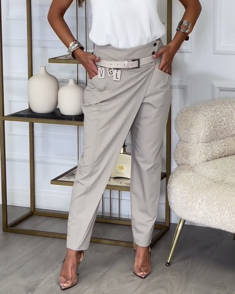 Slimme Hoge Taille Broek Elastisch Comfortabel Polyester - StudioMarella
