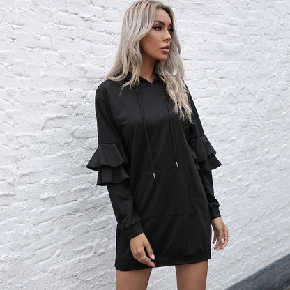 Dames Hoodie Jurk Zacht met Pofmouwen Comfortabel