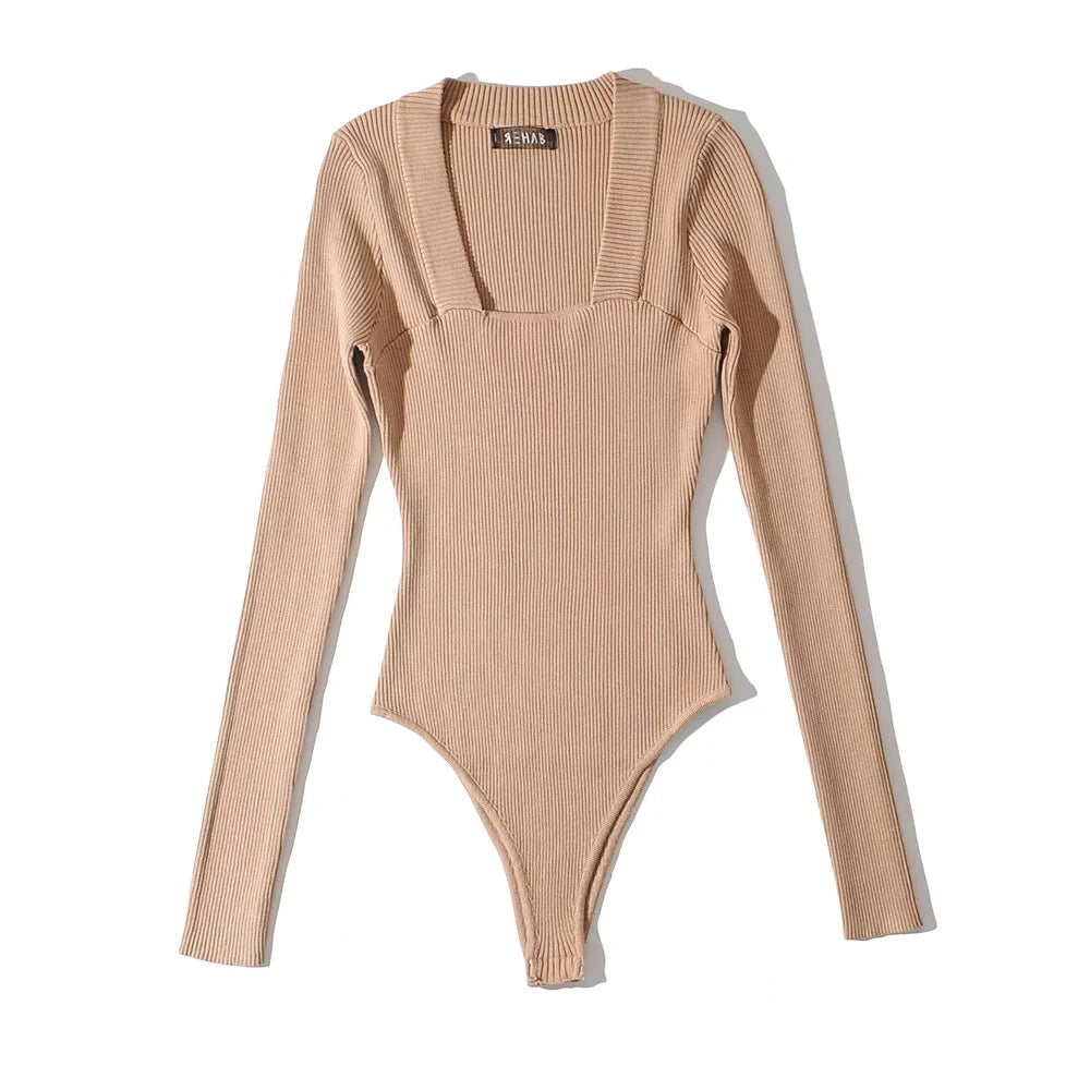 Dames Body Retro met Vierkant Halslijn en Geribde Pasvorm