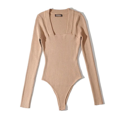 Dames Body Retro met Vierkant Halslijn en Geribde Pasvorm