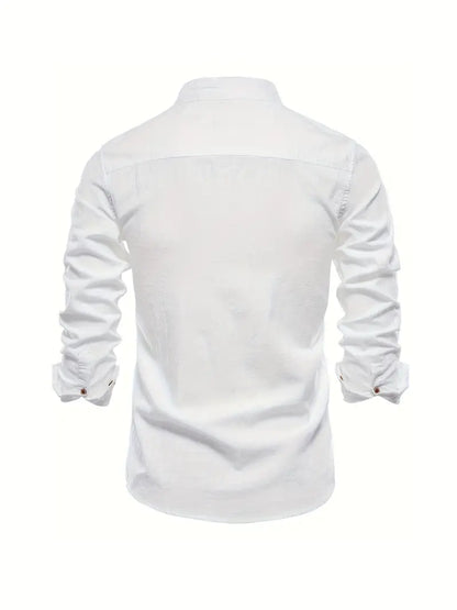 Heren Overhemd Klassiek Slim Fit Wit Blauw