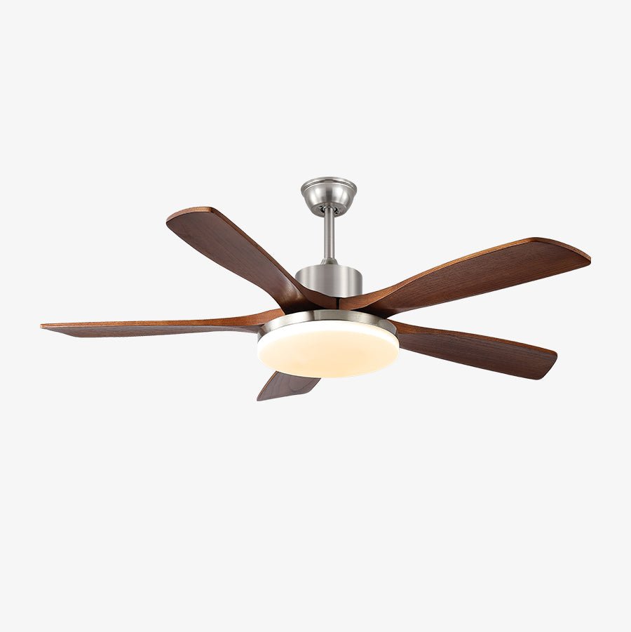 Moderne plafondventilator met verlichting – houtlook design voor ultiem comfort