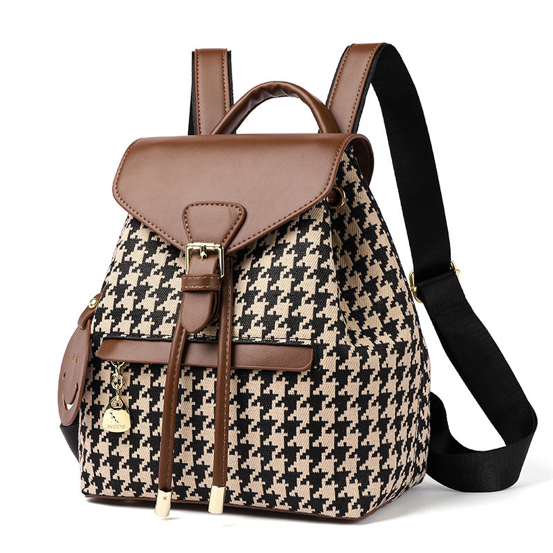 Dames Rugzak Houndstooth Patroon Stijlvol en Veelzijdig