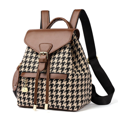 Dames Rugzak Houndstooth Patroon Stijlvol en Veelzijdig