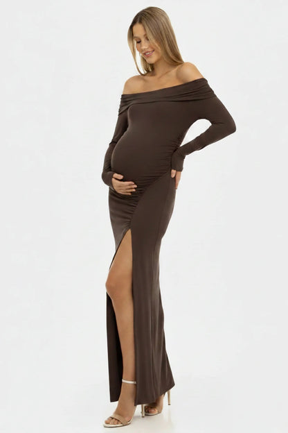 Zwangerschapsjurk Maxi Off Shoulder Elegante Zomerjurk voor Dames