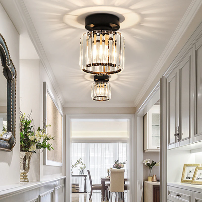 Plafondlamp Kristal Zwart Zilver Goud E27 Opbouw Modern Hal Woonkamer