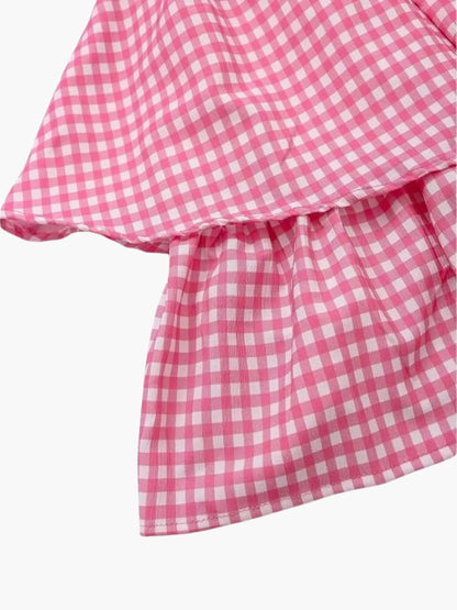 Zomerjurk Vrouwenjurk Roze Wit Geruit Jurk voor Vrouw