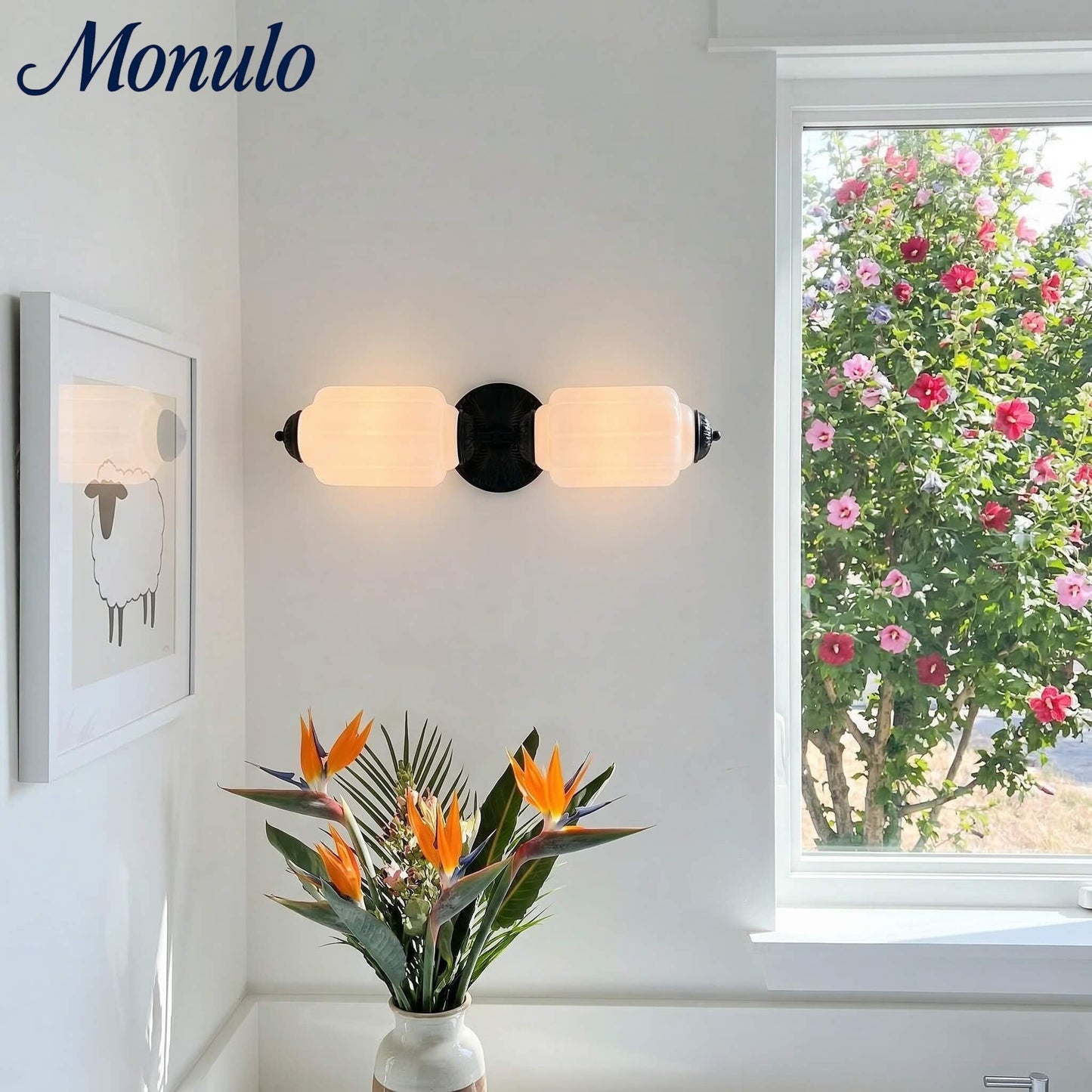 Eloise Vintage Scalloped Milk Glass Wall Sconce - Modern Accent Lighting for Bathroom and Bedroom