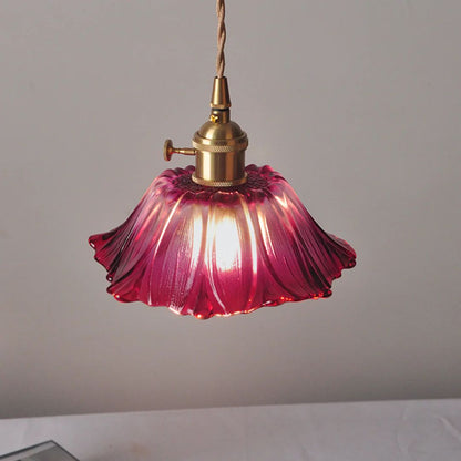 Cullivan Flower Hanglamp Glas Metaal Rood E27 Eettafel Verlichting Vintage Bloem Lamp Hal Sfeerverlichting